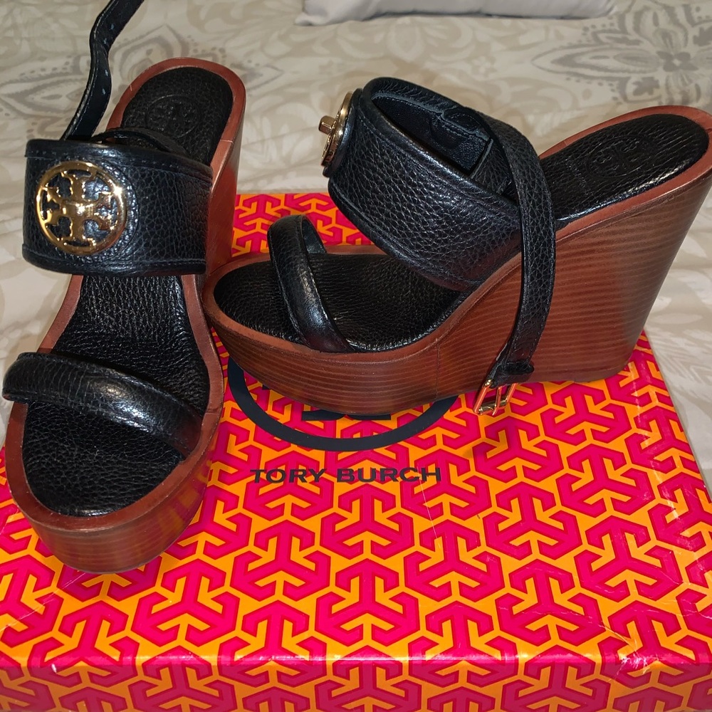 Tory Burch Black Selma Wedge Sandal